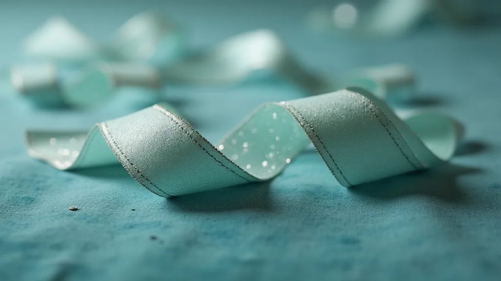 Close-up of an antique typewriter ribbon showing the cyan color.