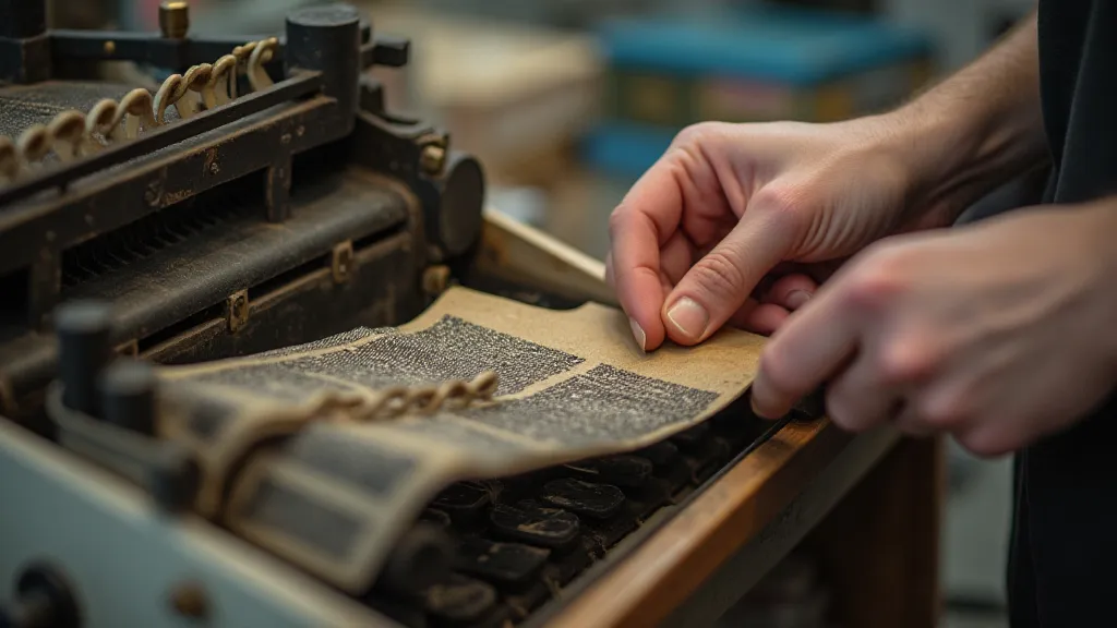 Restorer working on a typewriter ribbon