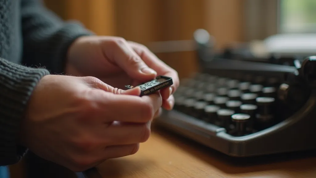 Hand holding a restored typewriter ribbon