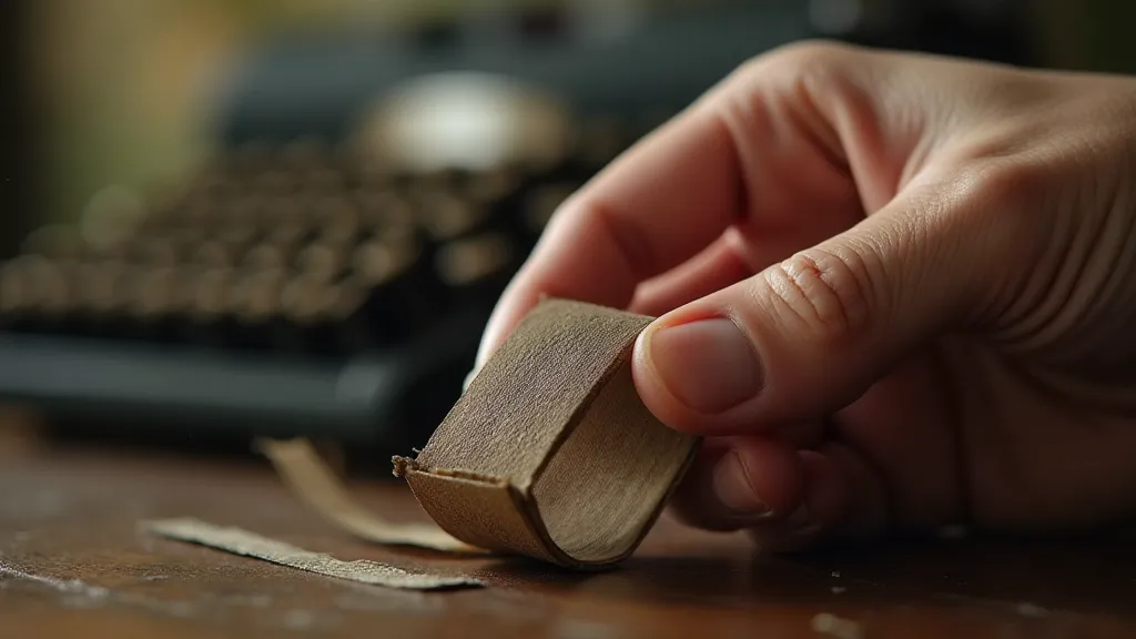 Hand holding a vintage typewriter ribbon