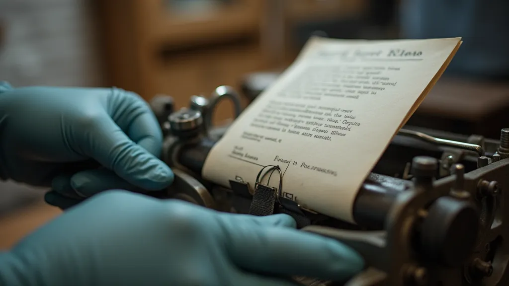Careful handling of an antique typewriter ribbon