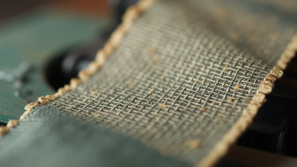 Close-up of vintage typewriter ribbon showing age