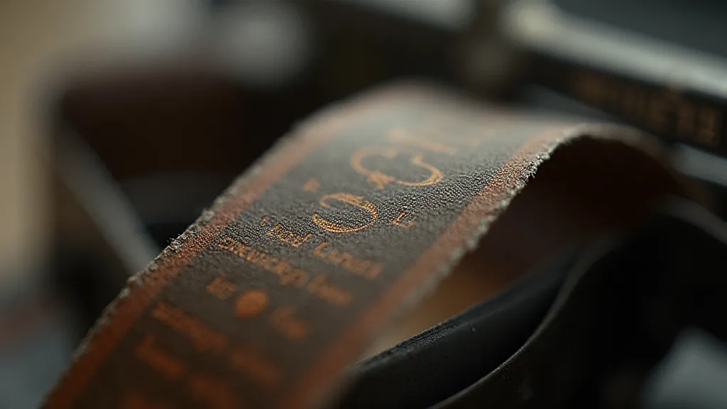 Close-up of a vintage typewriter ribbon showing faded writing traces.