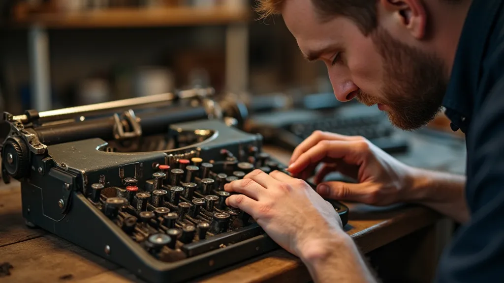 Craftsman restoring a vintage typewriter ribbon