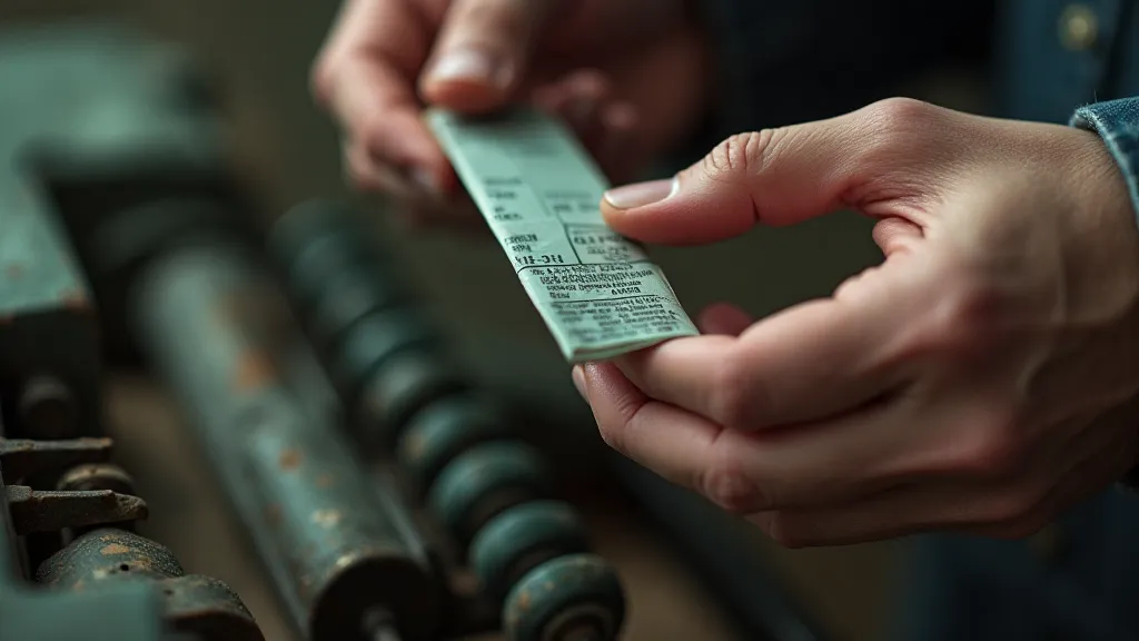 Hands carefully unfolding a vintage typewriter ribbon