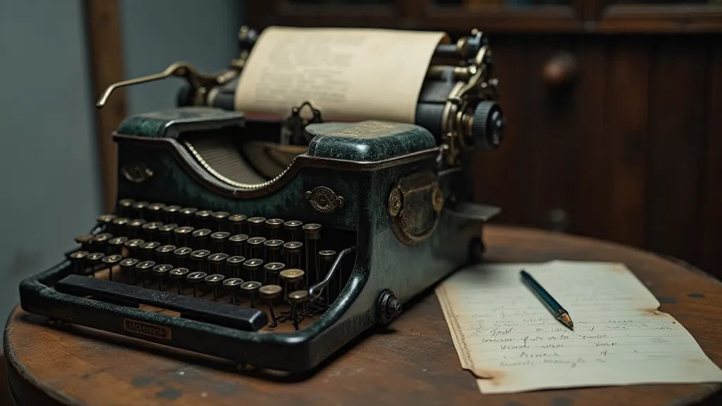 Vintage typewriter with a used ribbon and handwritten letter