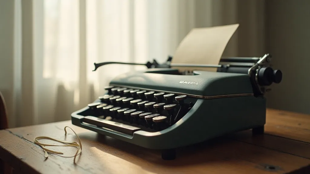 Vintage typewriter and ribbon scene