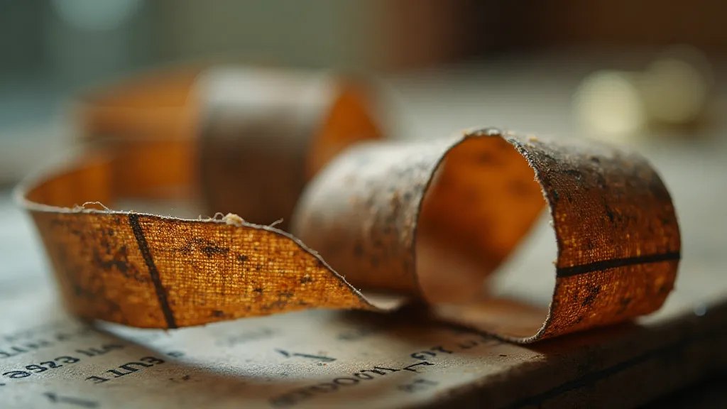 Close-up of an aged typewriter ribbon